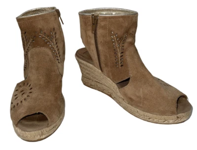 Kanna Leather Espadrilles Open Toe Wedges Women’s 37 6 1/2  Tan Bohemian Classic - Image 1 of 4