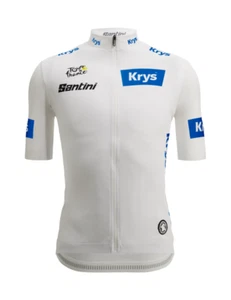 2025 Tour de France Fan Line Best Young Rider Mens White Jersey by Santini - Picture 1 of 4