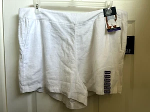 Gap Plus Shorts Ladies Linen Elastic Waistband White Pockets XXL $49.95 Retail - Picture 1 of 7