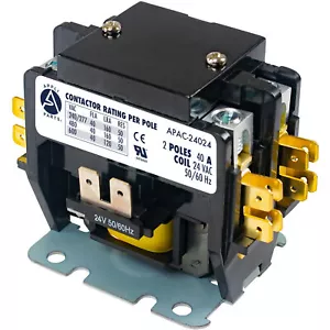 Appli Parts APAC-22024 Heavy Duty 2 Poles Contactor 20 Amp 24 Volts Coil Replace - Picture 1 of 6