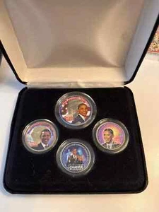 Juego de 4 monedas colección presidencial Barack Obama - 3 cuartos, 1 medio dólar - Imagen 1 de 5