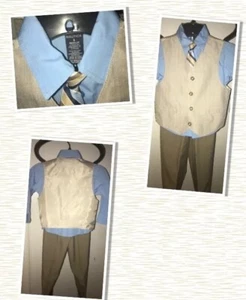 Little Boy 4 Piece Suit Tan/Brown/Blue in Size 5 - Picture 1 of 4