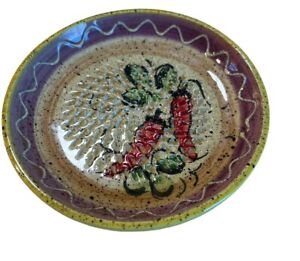Grater Dish Peppers Round Spain Colorful Garlic Lemon Grater Dish. Vintage