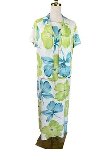 Robe fourreau Tommy Bahama 100% soie 2 pièces hawaïenne VINTAGE taille M* - Photo 1/3
