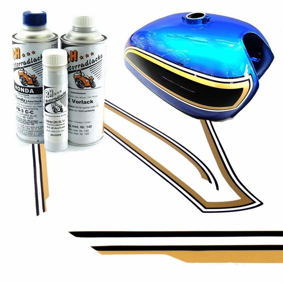 Honda CB 750 Four K6 Lackset Candy Saphire Blue + Dekor Tank Paint Kit Decor - Bild 1 von 1