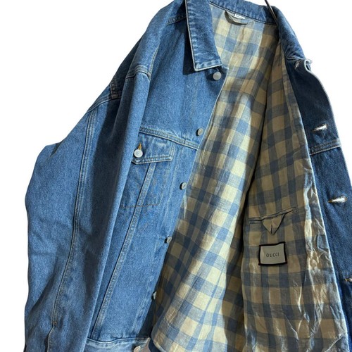 Gucci giacca denim ricamata 2019 uomo taglia 50 usata in ottime condizioni