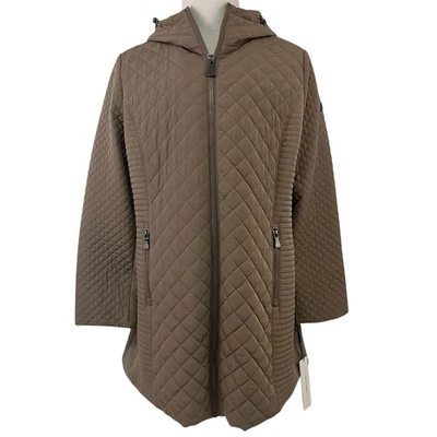 Abrigo acolchado para mujer Calvin Klein XL beige con capucha cremallera frontal nuevo 9745 Foto 1 de 4