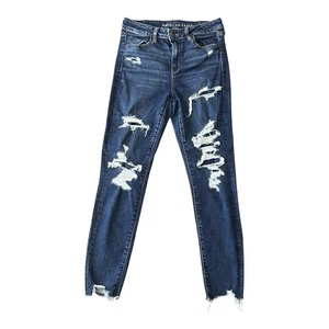 Pantalones de mezclilla ajustados elásticos American Eagle Jegging talla 10 desgastados Next Level - Imagen 1 de 9