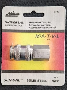 Milton S-743 Universal Coupler, 1/4" body x 1/4" FNPT - Picture 1 of 2