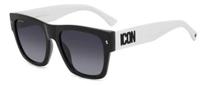 Dsquared2 Occhiali da Sole ICON 0004/S P56/9O Nero/bianco grigio Uomo - Foto 1 di 1