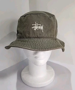Vintage Stussy 90s Panama Bucket Hat Military Green Surfer Skater Punk Retro - Picture 1 of 8