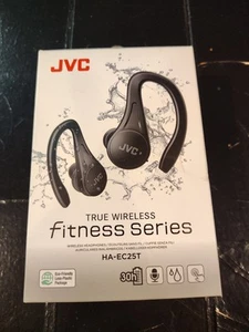 JVC Fitness Series True Wireless Bluetooth Earbuds with Earhook, Black -HA-EC25T - Picture 1 of 2