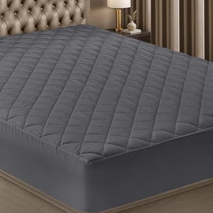 Quilted Fitted Mattress Pad, King Size, Elastic Fitted Mattress Topper Protec... - Picture 1 of 7