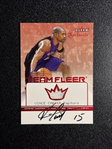 2002 Fleer Skybox Vince Carter Ruby Game Worn Patch On Card Auto /100  - Picture 1 of 2