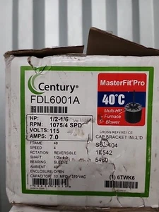 Century Motor FDL6000A  1/2 1/6 HP , 4 Speed Blower Motor Incl Capacitor - New - Picture 1 of 1