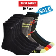 SALE SPECIAL BULK Hard Yakka Cotton Crew Work Socks 10 Pack Logo Athletic Y20035