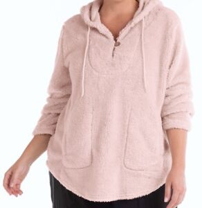 FRESH PRODUCE 3X Rose Blush $94.00 HOODIE SHERPA Fluffy Pullover Top NWT New TPP