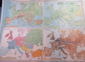 "THE TIMES" ATLAS - EUROPE- PHYSICAL FEATURES & POPULATION - 45 x 58.5 cm - Picture 1 of 7