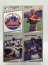 1989 FLEER BASEBALL BOX BOTTOM (4) CARDS STRAWBERRY/SABO/GIBSON/METS