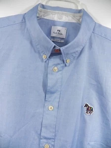 PAUL SMITH NWOT MENS LARGE LUXURY DRESS SPORT SHIRT SKY BLUE COTTON ZEBRA LOGO - Picture 1 of 6