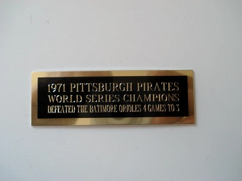 Pittsburgh Pirates Baseball Card 1971 World Series Card Plaque Nameplate 1" X 3" Cover