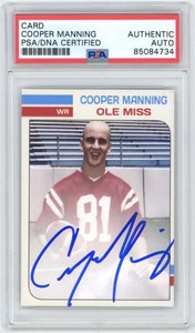 Cooper Manning Autographed Ole Miss Rebels Custom Card Signed Auto Arch Rare PSA
