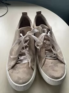 Paul Green Schuhe Sneaker Leder Schnürschuh beige rosé nude floral 39 40 6,5 - Bild 1 von 8