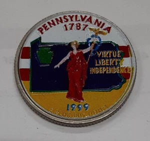 Cuarto de cuarto del estado de Pensilvania 1999-P con reverso coloreado UNC - Imagen 1 de 2