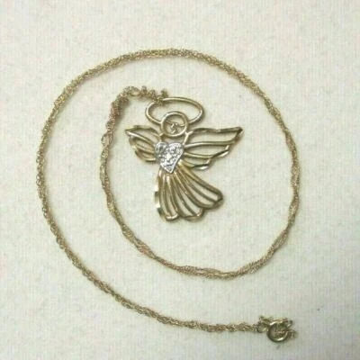 Collar Colgante Michael Anthony Oro Amarillo 10k Ángel Diamante 18" N9 Foto 1 de 4