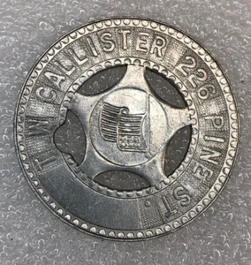 PRR Transit Token Pennsylvania Railroad T W Callister 226 Pino St. Alluminio Vintage - Foto 1 di 6
