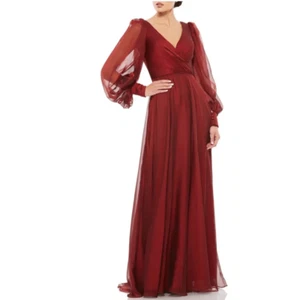 Illusion Langarm A-Line KleidMac Duggal $ 398. GRÖSSE 8 H - Bild 1 von 3