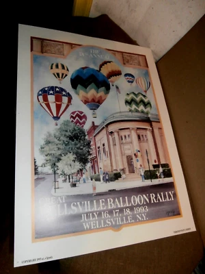 Vintage Poster Great Wellsville NY 13th Balloon Rally 1993 O'Grady - Image 1 of 4