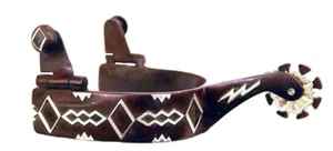 Antiguo patrón de diamante grabado en espuela marrón AHE - Imagen 1 de 1