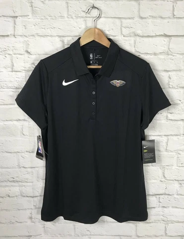 NEW Nike NBA New Orleans Pelicans Black Short Sleeve Polo Size XXL Womens Cover