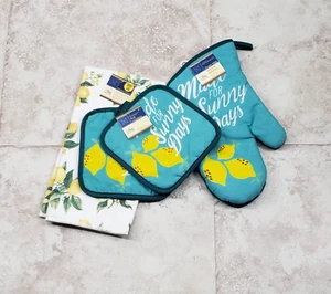 Juego de 4 soportes para ollas para horno toallas de plato colección para el hogar cocina estampado de limón - Imagen 1 de 6