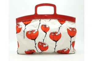 MIUMIU Archive Handbag Tote Floral Retro Logo Nylon Canvas Red 3109h - Picture 1 of 10