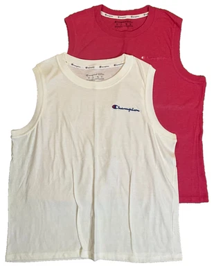 Pack of 2 Champion Women's T-Shirt Tank Top Sleeveless Logo White & Pink Size XL - Image 1 of 4