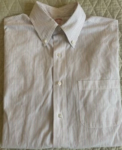 Brooks Brothers Made in USA Blue & Red Fine Stripe Dress Shirt 15 1/2-33 $198 - Picture 1 of 5