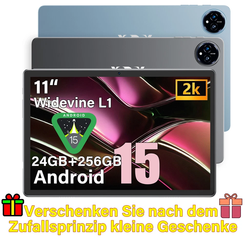 2025 Neuest Tablet Android 15 24GB RAM+256GB ROM 8000mAh 11 Zoll 4G LTE 2SIM IPS - Bild 1 von 1