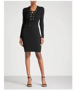 Michael Kors Black Ribbed Eyelet Dress, Size S - Picture 1 of 5