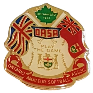 OASA Ontario Amateur Softball Assoc Lapel Pin Gold Tone Metal Collectible - Picture 1 of 3