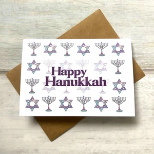 Happy Hanukkah Card Pack Of 1 Greeting Cards (blank Inside) Jewish Holiday - Picture 1 of 2