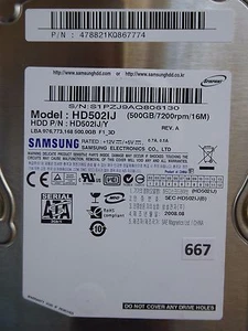 500 GB Samsung HD502IJ /Y | PN: 478821KQ867774 | 2008.08  #667 - Bild 1 von 3