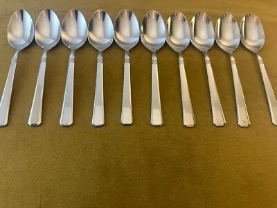 Set Of 10 J A Henckels Metrona Stainless Glossy Oval Soup Spoons - Image 1 of 4