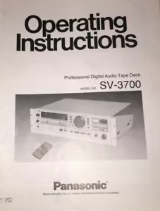 PANASONIC SV3700 DIGITAL AUDIO TAPE RECORDER (DAT) MANUAL (COPY) - Picture 1 of 1