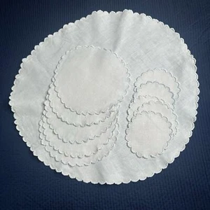 VTG White Homespun Linen Set - Placemats, Coasters, Centerpiece Tablecloth - Picture 1 of 6