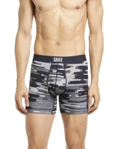 NIB SAXX Vibe Camo Performance Boxer Briefs - Up In Smoke Grey - Medium - Picture 1 of 8