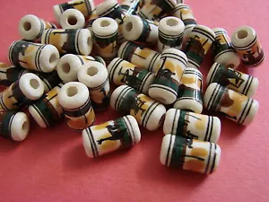 20 Peruvian Ceramic Beads tube 8mm So.western Inca Aztec Aqua purple #33 - Picture 1 of 1
