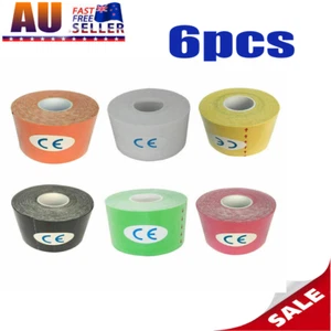 6x Athletic Elastic Physio Sports Kinesiology Rock Tape Muscle Bandage 5M NEW - Picture 1 of 13