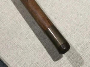 ANTIQUE VICTORIAN STYLE BRASS 36” OAK MENS CANE WALKING STICK LIGHTLY MONOGRAM - Picture 1 of 6